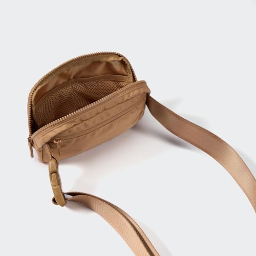 Image of Pander Two Way Zipper Fanny Pack Nylon Everywhere Belt Bag for Women, Water Repellent Waist Packs, Crossbody Bags with Adjustable Strap (Caramel Brown).