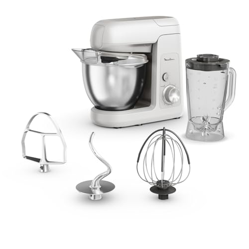 Moulinex Bake Partner, Kitchen Machine, potente amasadora planetaria de 1100 W, rendimiento duradero, kit de accesorios BakeGood, QA521B25