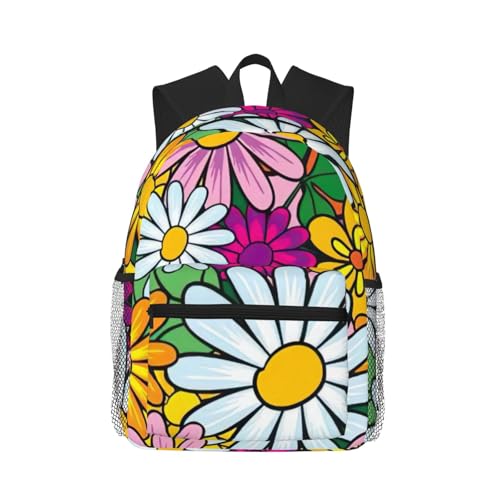 Sac à dos de voyage multifonction à double épaule ergonomique et imprimé fleuri ludique