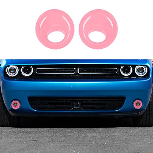 Linskip Front Fog Light Covers Compatible with Dodge Challenger 2015-2023, Challenger Foglight Lamp Trim, Challenger Exterior Accessories pink