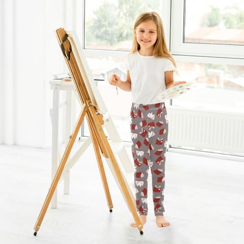 CaTaKu Girls Leggings Cute Red Books Leggings for Girls Kids Athletic Workout Yoga Pants Size 4-10T2