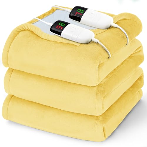 King Size Heated Electric Blanket - 90" x 108" with Dual Control, 10 Heating Levels & 8 Hours Auto Off, Soft Warm Flannel Gifts with Over-Heat Protection, ETL & FCC Certified