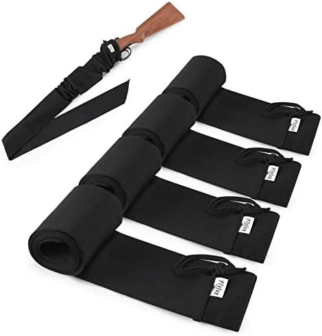 4 Pack Gun Socks for Rifles and Shotguns, Silicone Treated Knit Gun Sock Sleeve, 52 x 4.5 inch Elastic Design Shotgun Rifle Sock Moisture-proof, Dustproof and Scratch-proof Fits Tactical Gun and Rifle with Scopes