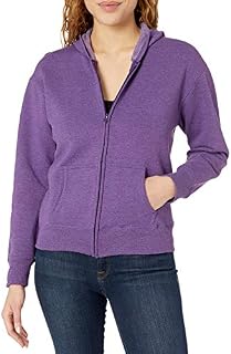 Hanes Women's EcoSmart Full-Zip Hoodie Sweatshirt, Violet Splendor Heather, Medium