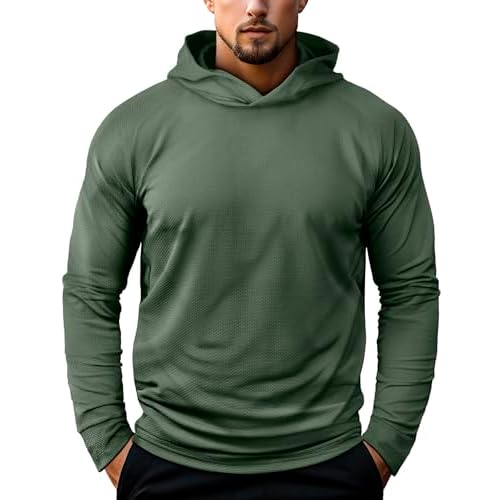 Zengjo Mens Pullover Hoodie Athletic Lightweight Hooded Workout Sweatshirt Moisture Wicking