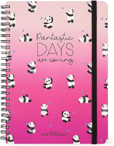 Legami - Agenda Semanal Panda Con Espiral Grande 2024-2025, 16 Meses, Agenda De Septiembre De 2024 A Diciembre De 2025, Cierre Con Elástico, Papel Certificado Fsc, Bolsillo Final, Agenda, 15 X 21 Cm