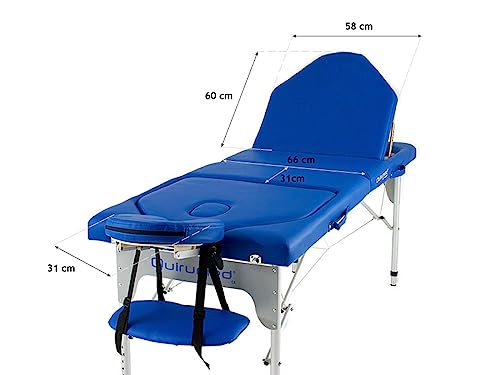 QUIRUMED Klapptrage, mit doppelt klappbarer Rückenlehne, Aluminium, Kunstleder, Farbe Orange, 186 x 66 cm, tragbar, Abnehmbarer Kopf, Gesichtsloch, höhenverstellbar, bis zu 150 kg