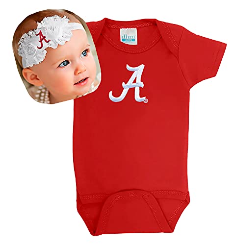 Image of Future Tailgater Alabama Crimson Tide Baby Onesie and Shabby Bow Headband