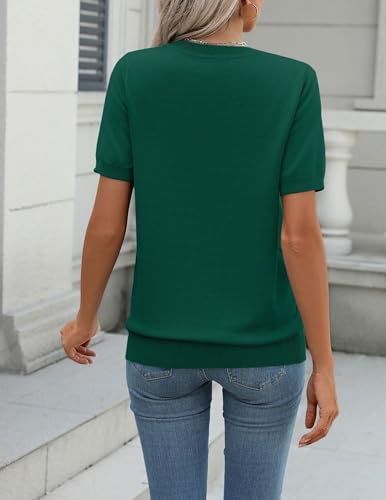 Image of Zeagoo Womens Summer Short Sleeve Tops Crew Neck Lightweight Pullover Sweaters Loose Dressy Casual Blouse Basic Clothes