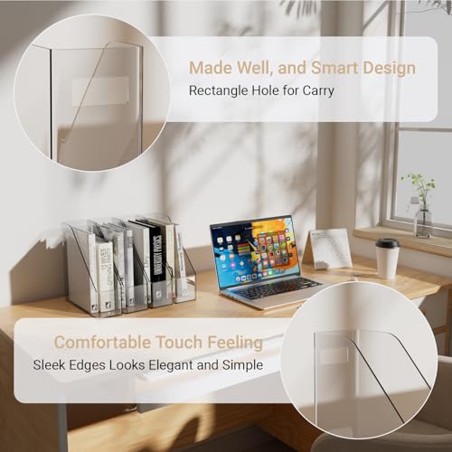 Magazine Holder, Clear Plastic Vertical File Magazine Organizer, Desktop File Magazine Book Storage Shelf for Office Desk(2PCS) - Image 6