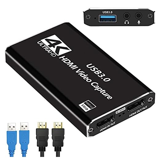 Capturadora de Video Audio HDMI,1080P 60 FPS, Grabación en Directo HDMI, USB 3.0 HDMI Capture Card para Grabación en Streaming en Directo, Compartimient Pantalla, Switch/Xbox (Large)