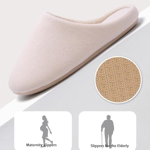 XUEMML Cotton Linen Slippers For Old Men， Japanese Non-slip Elderly Cotton Slippers, Maternity Soft Bottom Household Noiseless Indoor Home Shoes4