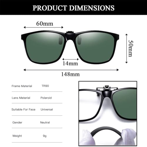 Image of Polarized Clip-on Sunglasses Anti-Glare UV Protection Driving Sun Glasses Over Prescription Glasses