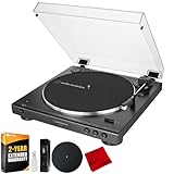 Audio-Technica AT-LP60XBT-BK Fully Automatic Belt-Drive BT Stereo Turntable Bundle w/Deco Gear 12