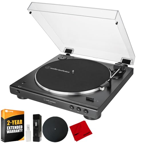 Audio-Technica AT-LP60XBT-BK Fully Automatic Belt-Drive BT Stereo Turntable Bundle w/Deco Gear 12