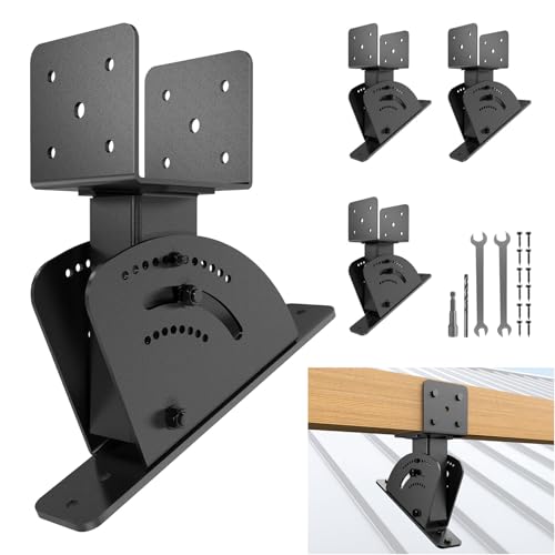 Wyustey 4Pcs 4x4/4x6 Roof Riser Brackets Kit Heavy Duty Patio Roof Riser for Stable Support Patio Pergola Pergola Brackets Includes Complete Set of Accessories