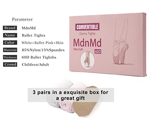 Image of MdnMd Girls' Women's Ballet Tights Ultra Soft Convertible Dance Leggings Transition Tights for Toddler Kids Adult