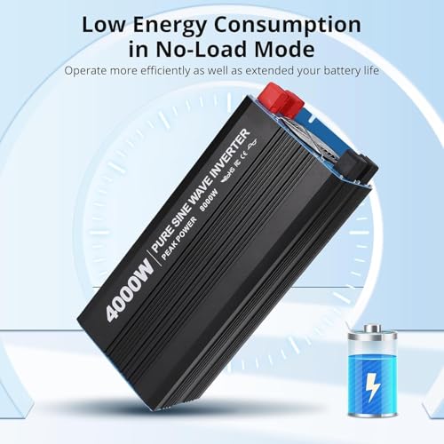 Image of 4000W Pure Sine Wave Power Inverter 12V to 110V /120V DC to AC with LCD Display, Remote Controller 4 x AC Outlets & 2 x 3.4A USB Car Adapter for Car Truck Boat RV Solar System