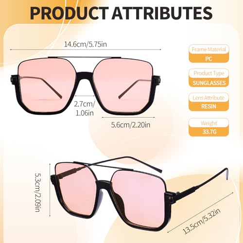 Oversized Square Sunglasses Semi Rimless 2 Pairs Retro 70S Vintage Sun Glasses Lightweight Tinted Trendy Shades Glasses for Women2