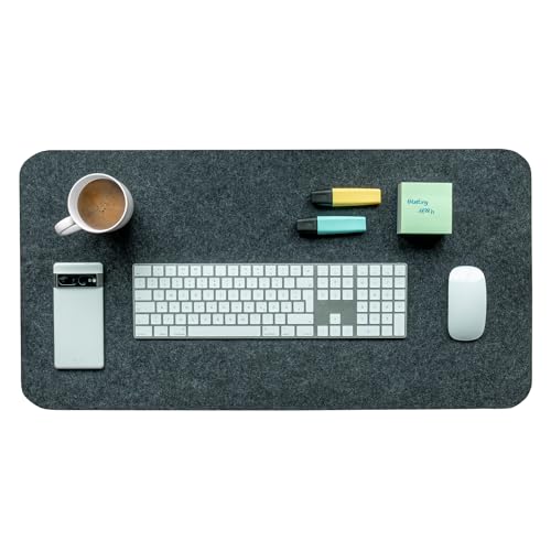 Rubberneck Schreibtischunterlage Filz - XXL Mousepad Tischmatte für Office und Gaming - anti-rutsch - dunkelgrau 80x40 cm