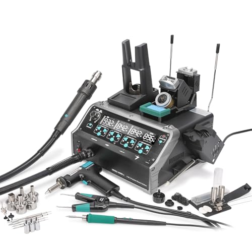 YIHUA 948D IV 5-IN-1 Micro Soldering 1000W Hot Air Rework Desoldering Station with C245 Microsoldering Iron Hot Tweezers Iron Desoldering Tool Suction Pen for BGA SMD Reflow Under the Microscope
