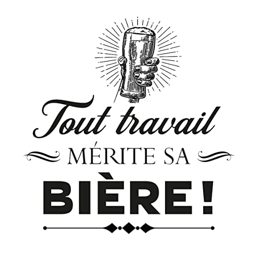 Rétro Autocollant Mural Citation - Tout Travail mérite sa bière