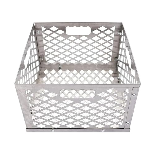 QAZWZG Cesta De Carbón Cesta for Caja de Fuego de carbón ahumador Compensado de Acero Inoxidable Plateado, Cesta de carbón Plateada, Cesta for Caja de Fuego para Barbacoa