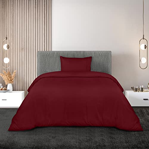 Utopia Bedding Set Copripiumino Da 3 Pezzi - Copripiumino 135X200Cm, Lenzuolo Con Angoli 90X190Cm, Federa 50X75Cm - (Bordeaux, Singolo) - 6
