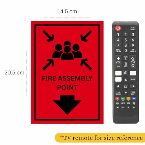 Image of Safety Sign Sticker Pack of 4 - Assembling Point, Fire Assembly Point & Evacuation Route Signs - 20.5 x 14.5 cm Peel & Stick Wall Safety Signboards for Home, Office, Factory & Workplace (Assembly point, Medium -20.5 x 14.5 CM)