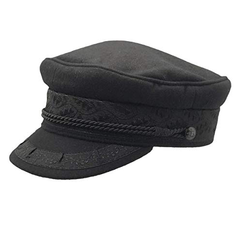 Essence of Europe Gifts Deluxe Black Dutch or Aegean Greek Fisherman Hat with 100% Wool Body and Polyester Finish | Dutch Gift Outlet (Medium)
