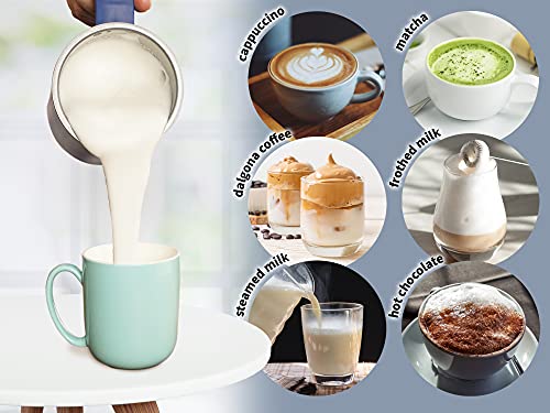 Image of Zulay 4-in-1 Milk Frother & Steamer - Automatic Hot & Cold Foam Maker, Milk Warmer & Chocolate Mixer - 10oz /300ml Capacity, Nonstick Stainless Steel Interior, Quiet One-Touch Operation - Blue