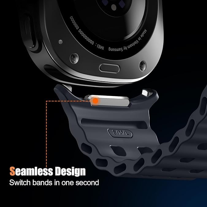 Image of CERLINK Ocean Silicone Sport Bands For Samsung Galaxy Watch Ultra 47MM Band, Adjustable Breathable Soft Waterproof Strap For Galaxy Watch 7 Ultra