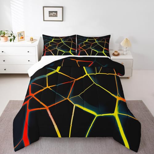 Image of Feelyou Honeycomb Comforter Set Yellow Stereoscopic Honeycomb Comforter for Kids Boys Girls y2k Hexagonal Bedding Set Beehive Hexagon Duvet Set Simplistic Room Decor Quilt Twin Size Boys