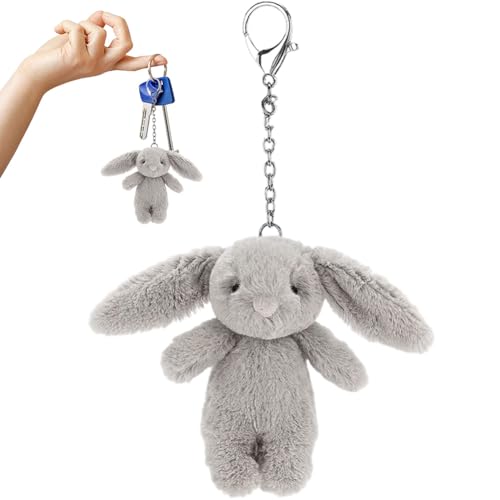 Porte-clés Lapin Fluffy, Adorable porte-clés lapin en peluche,Pendentif de sac à main - Clé de voiture, porte-clés et porte-clé – Pendentif sac...