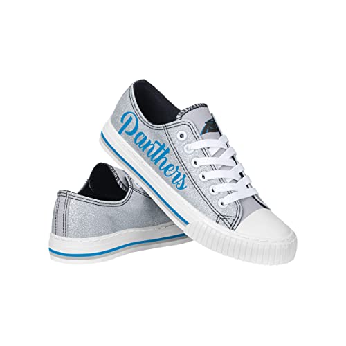 FOCO Carolina Panthers NFL Womens Color Glitter Low Top Canvas Shoes - 7