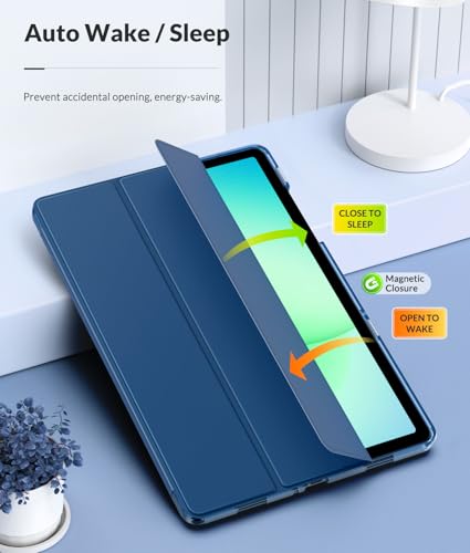 Image of MoKo Case for Samsung Galaxy Tab A11+ Plus 11 inch 2025, Dark Sea Blue | Fit Samsung Galaxy Tab A9+ Plus 2023 with Soft TPU Translucent Back Protective Cover Trifold Stand Case, Auto Wake /Sleep