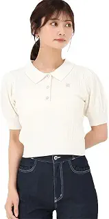 [ミッシュマッシュ] ニット/セーターレディース ニット 半袖ニット ポロニット ケーブルニット フェミニン カジュアル 春服 夏服 ロゴ お出かけレディース