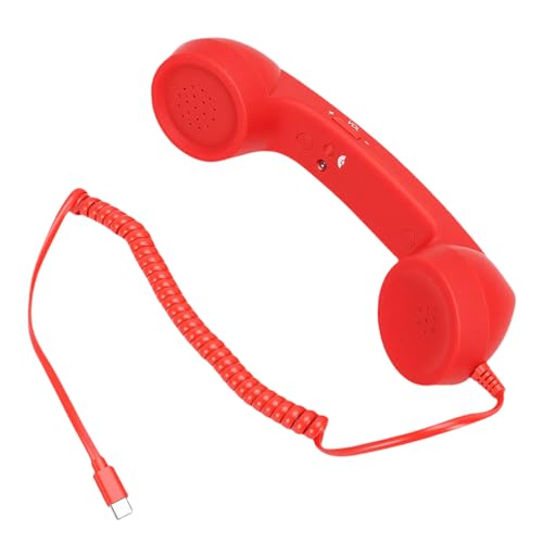 SPYMINNPOO Retro Phone Handset, Vintage Type C Wired Plug and Play Telephone Receivers with Speaker for Home Office Desk (Red)