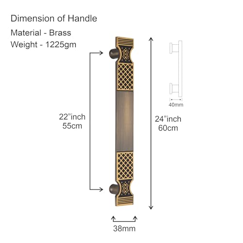 Image of COMPASS 24 inch Brass Main Door Handle | Door Handles for Main Door | Pull Handles for All The Doors of House | Office | Hotels | PH-VN (Pack of 1, Antique Finish)