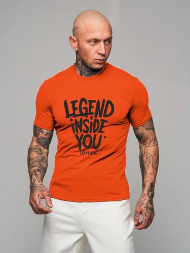 Image of LEOTUDE Mens Polycotton Boxy Regular Fit Printed Half Sleeve Round Neck Combo Dailywear & Gym Tshirts for Man (Colour: Multicolor)