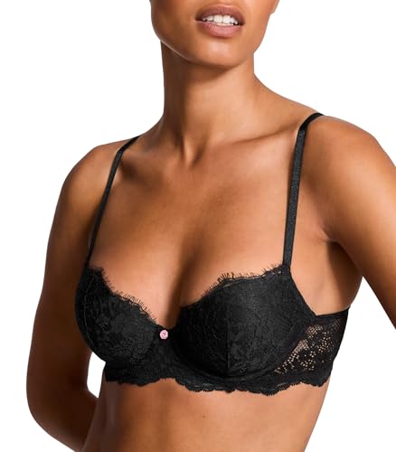 Victoria's Secret Dream Angels - Brasier ligeramente forrado para mujer (32A-38DDD), Encaje negro (nuevo aspecto), 85C