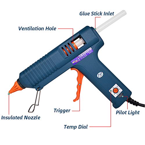 Craft Glue Gun Set, 150 Watts with 3 Copper Nozzles Temperature Adjustable DIY Repair Tool Professional Melting Glue Gun Include wrench, nozzles tips, silicone mat and 5 glue sticks