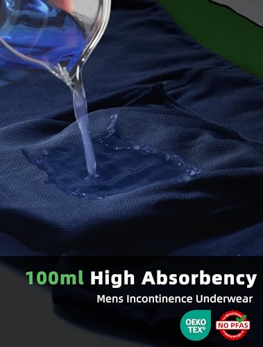 Washable Incontinence Underwear for Men Regular Absorbency Incontinence Boxer Briefs with Fly 5 Pack3