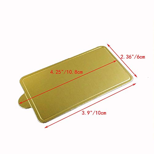 100-Pack Mini Cake Base Boards, Gold Mousse Cake Cardboard Set, Ideal for Dessert Buffet, Wedding, Parties, Catering Supplies (rectangle)