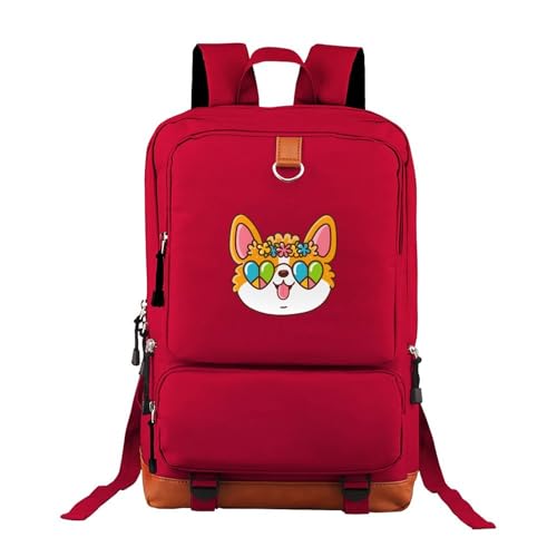 Red Hawaii Corgi Daypacks Oxford Stylish Durable for Adults College Student Bookbag 12