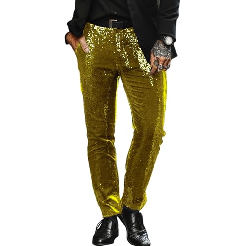 Pantalon habillé à paillettes slim et extensible pour rayonner en soirée