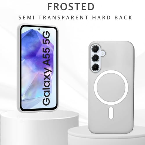 Image of SHINESTAR Back Cover for Samsung Galaxy A55 5G | Frosted Semi-Transparent Slim Case | Only Compatible with Wireless Magnetic Accessories | Hard Back, Matte Finish - White