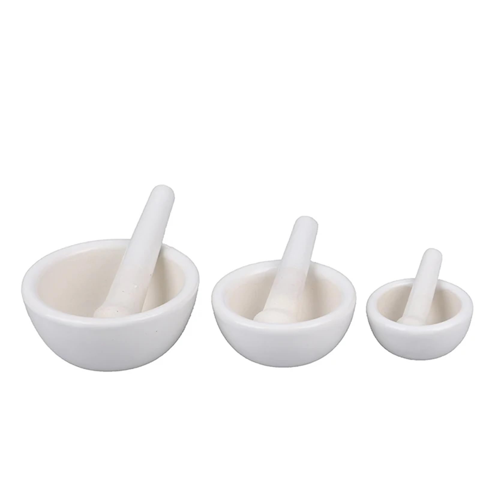 Miska i tłuczek do moździerza, Zestaw białego ceramicznego moździerza i tłuczka 60/80/100mm