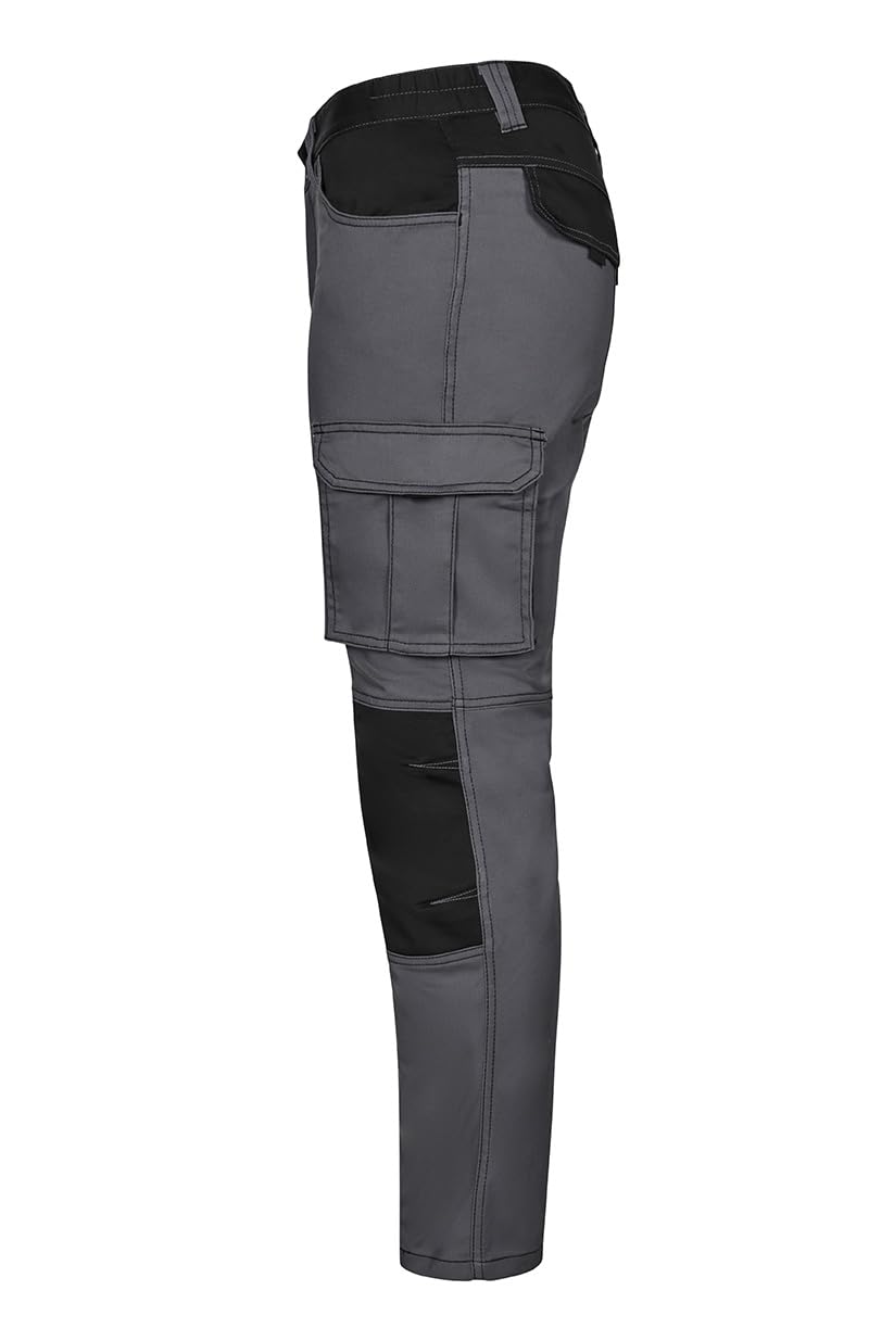 VELILLA Stretch, zweifarbig, Arbeitshose für Erwachsene, Unisex, Schwarz/Grau, XS