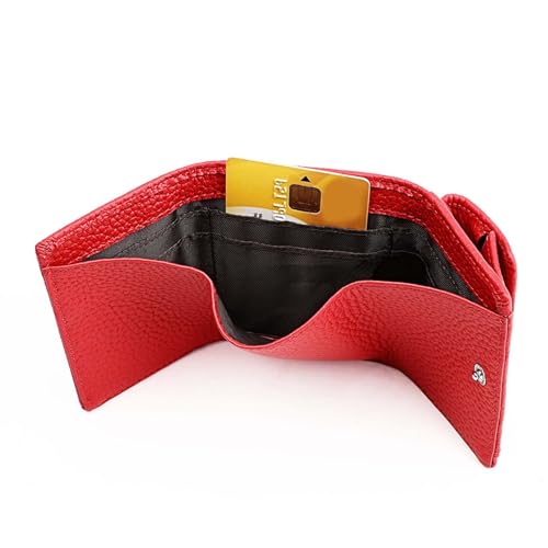 Small Wallet for Women Genuine Leather Mini Wallet RFID Blocking Card Holder Ladies Purse Red small for women3